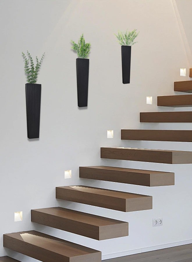 FENNIDICE 2Pack Black Wood Wall Planter for Indoor +2Pack Green Plants,Modern Wooden Hanging Planter for Dried Flowers and Plants,Abstract Vase Farmhouse Wood Wall Decor (Black) - Image 5